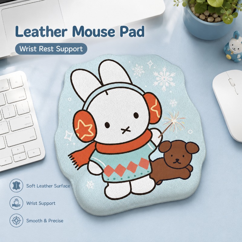 Anime Miffy Leather Mouse Pad  - Desk Setup For Laptop review and price
