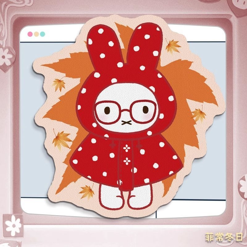 Anime Miffy Leather Mouse Pad  - Desk Setup For Laptop review and price