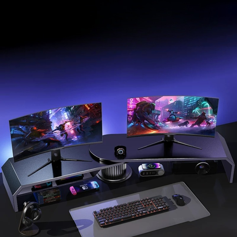 Gaming Dual Monitor Stand Offi - Desk Setup Monitor And Laptop review and price