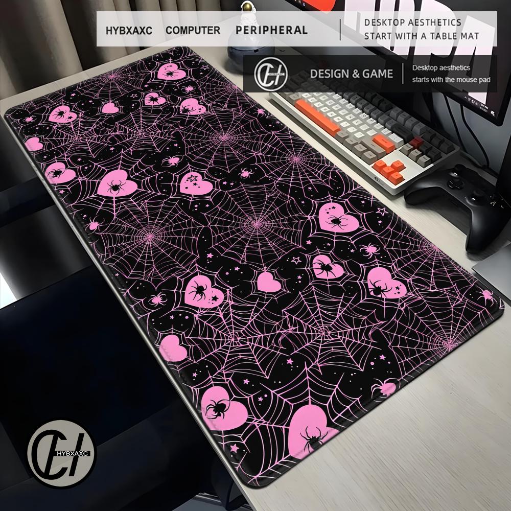 90x40 White or Pink Spiderweb  - Desk Setup Pink review and price