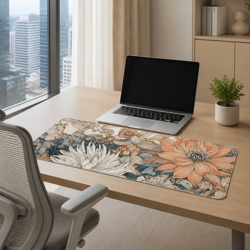Retro floral table mat, featur - Desk Setup For Work review and price
