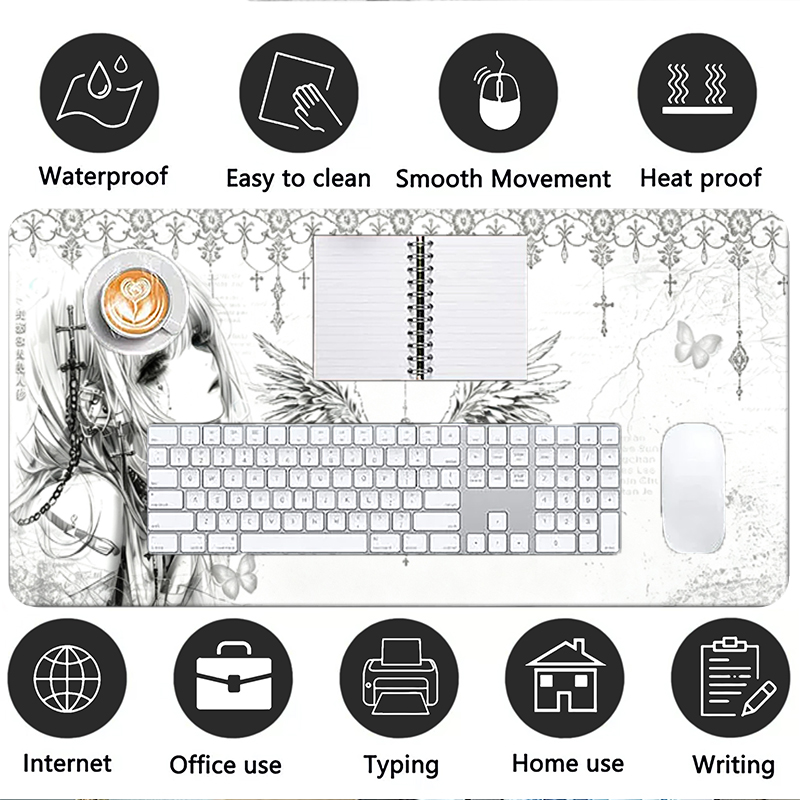 Leather Mousepad Black White A - Desk Setup Rug review and price