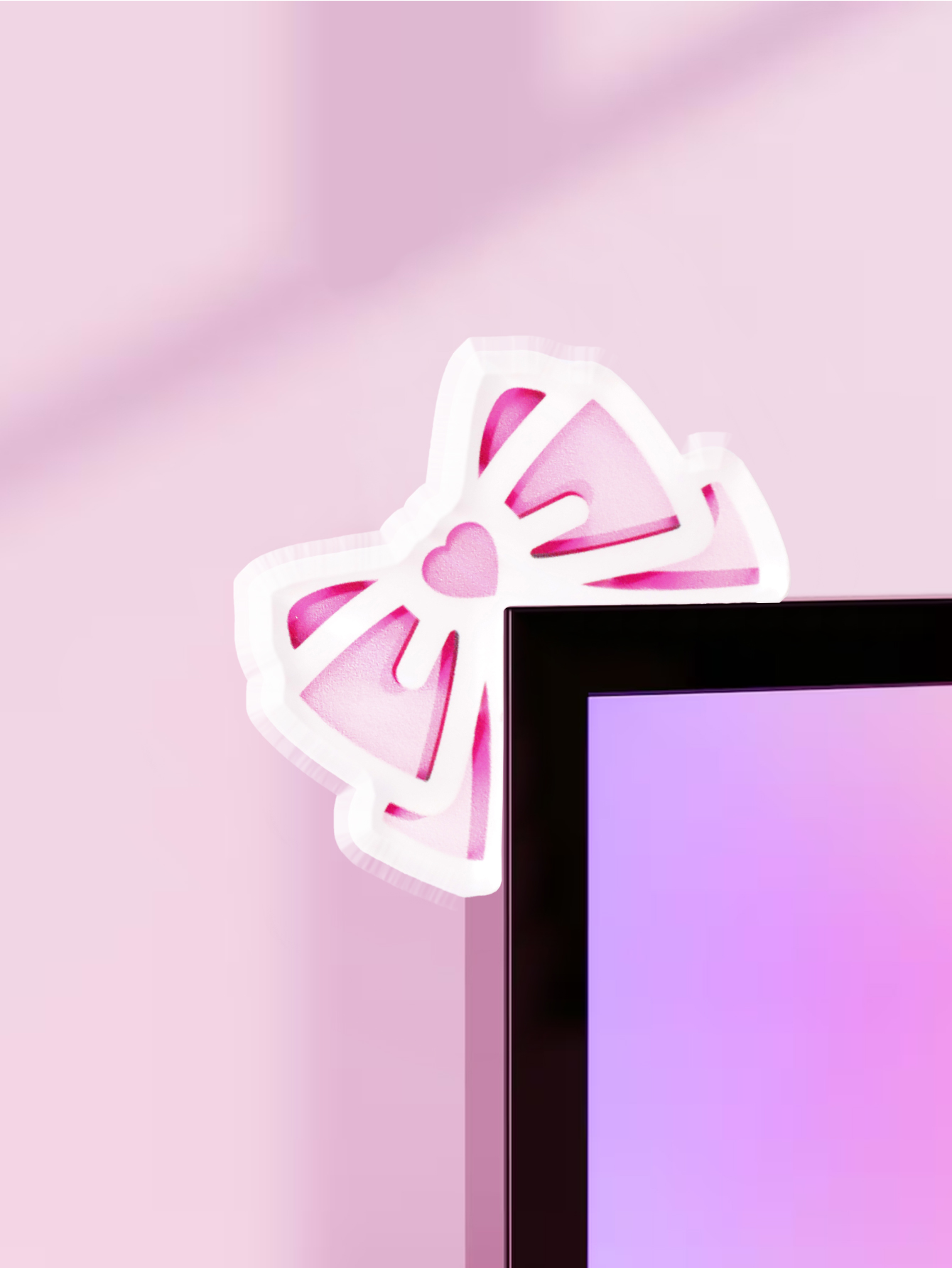 Kawaii Bow Monitor Decor Pink  - Desk Setup Pink review and price